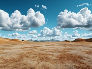 Fototapeta premium Vast desert landscape with dynamic cloud formation open terrain nature photography daylight