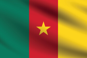 Cameroon flag official colors and proportion digital vector illustration. Pleated flag.