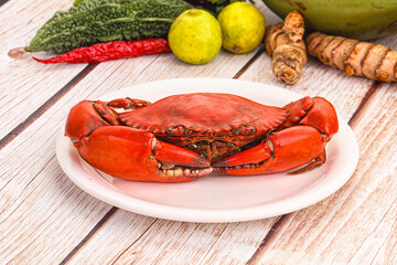 Hot fresh Boiled red crab