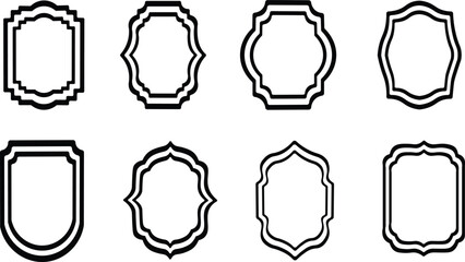 Set of vintage label and badges shape collections. Vector illustration. Black template for patch, insignias, overlay.