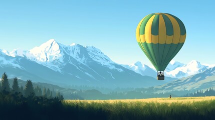Fototapeta premium Colorful balloon soaring above mountains images
