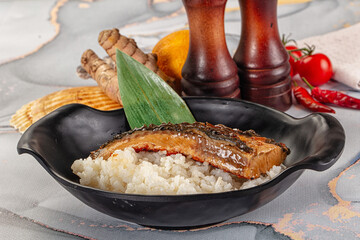 Smoked eel in unagi and steamed rice