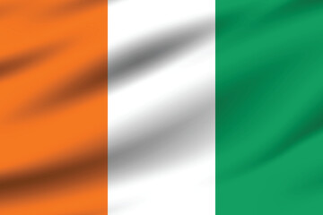 Obraz premium Cote d 'Ivoire flag official colors and proportion digital vector illustration. Pleated flag.