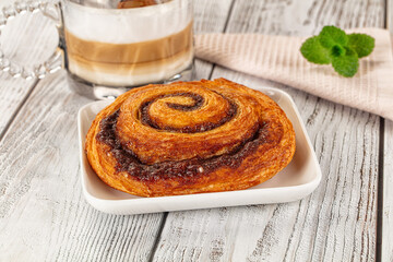 Homemade cinnabon swirl pastry with cinnamon