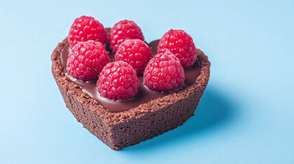Heart Shaped Chocolate Tart with Raspberries