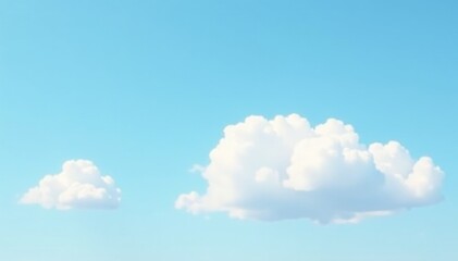 White puffy clouds against a clear pale blue sky, sky, gentle, light