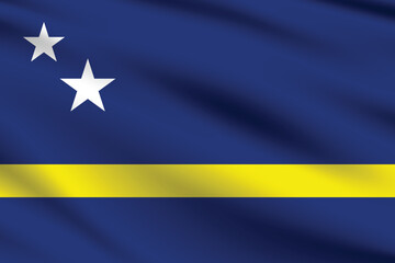 Curacao flag official colors and proportion digital vector illustration. Pleated flag.