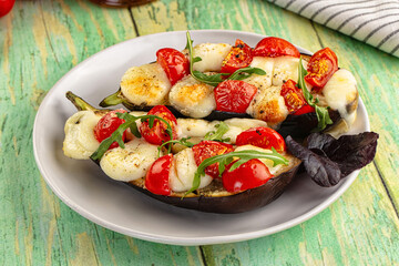 Baked eggplant with cherry and mozzarella