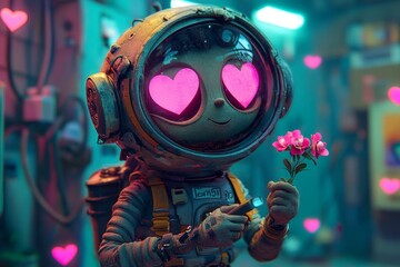Astronauts observe Valentines Day and feel love while in outer space, stock