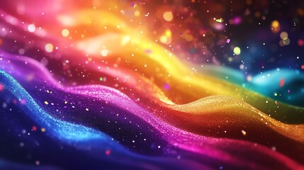 Obraz premium colorful LGBTQ+ pride background Vibrant abstract waves with colorful light effects.