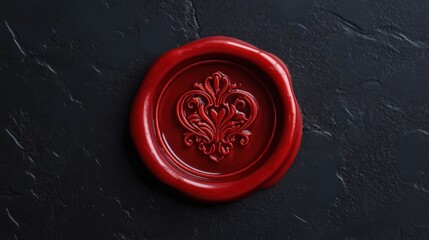 Red wax seal with ornate design