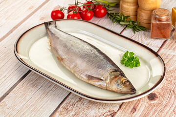 Raw whole salted herring fish
