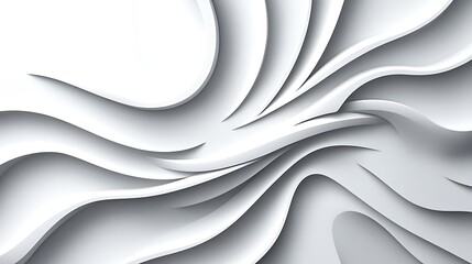 Abstract 3D Render: Swirling White Forms AI Generated