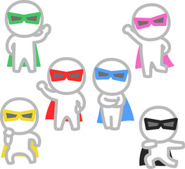 ポーズをとるヒーローのデフォルメイラスト