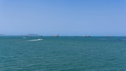speedboat on the sea.Koh Loi Sriracha, Chonburi Province.Thailand.