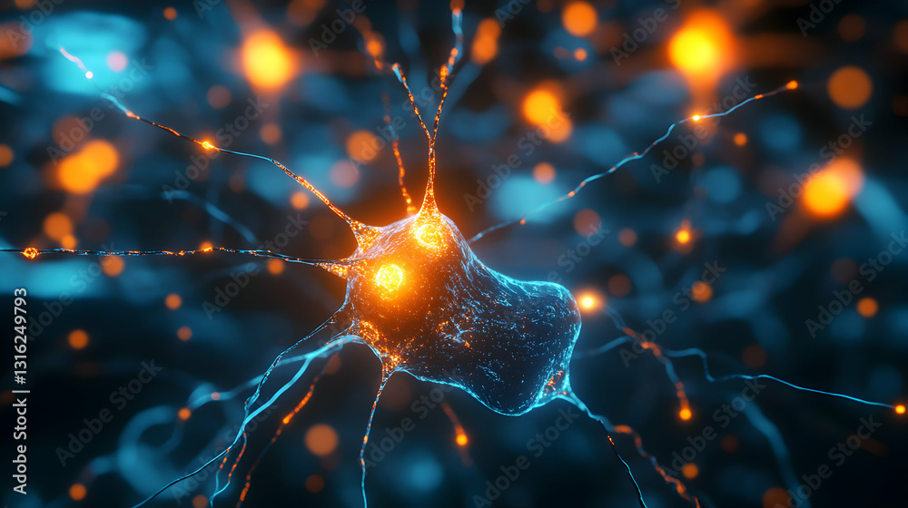 Poster illuminating the neuron network microcosm exploring neural connections and synaptic activity