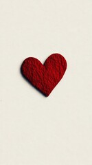 Obraz premium close up of red heart in the middle on white background with copy space.