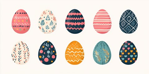 Ten Colorful Easter Eggs with Unique Artistic Designs and Patterns for Spring Celebrations