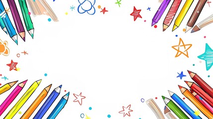 Fototapeta premium The Colored Pen Background of Children's Day: The Childhood Whimsy and Joyful World Outlined in the Colorful Hues