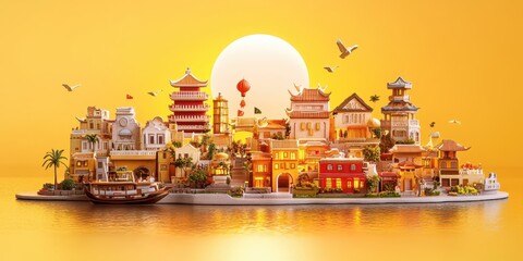 Naklejka premium Vietnam travel banner