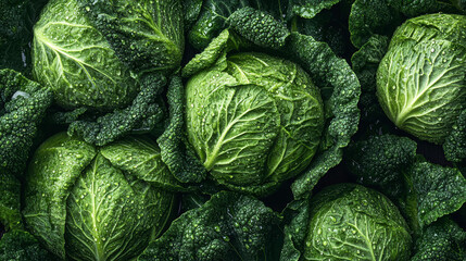 Fototapeta premium Lush cabbage rolls adorned with shimmering water drops in a dark, rustic setting