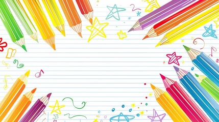 Fototapeta premium The Colored Pen Background of Children's Day: The Childhood Whimsy and Joyful World Outlined in the Colorful Hues