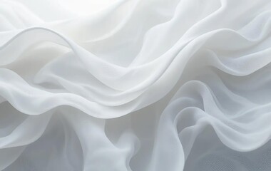 Obraz premium A close-up of a white chiffon fabric with a soft, flowing texture