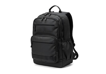 Naklejka premium Black Backpack for Travel or Work with Multiple Pockets