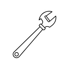 Wrench outline icon, isolated on white background. Vector illustration