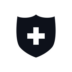 shield with cross icon Vector logo outline, Shield with cross icon set