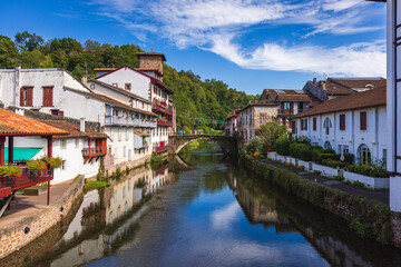 Fototapeta premium In the centre of Saint-Jean-Pied-de-Port town