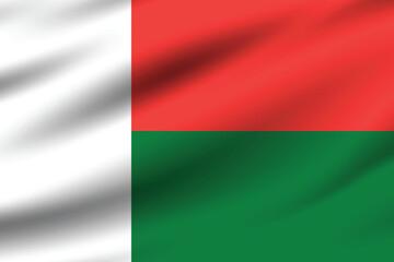 Madagascar flag official colors and proportion digital vector illustration. Pleated flag.