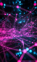 Obraz premium Dynamic network concept art with illuminated nodes and interconnections, a modern tech design