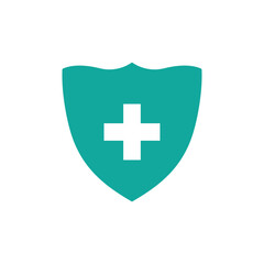 shield cross glyph flat vector icon