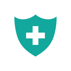 shield with cross icon Vector logo outline, Shield with cross icon set