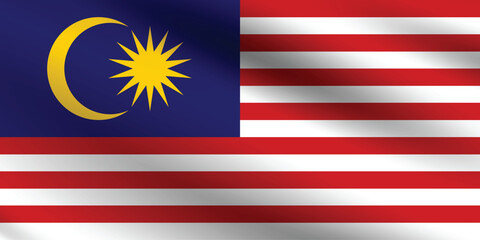 Malaysia flag official colors and proportion digital vector illustration. Pleated flag.