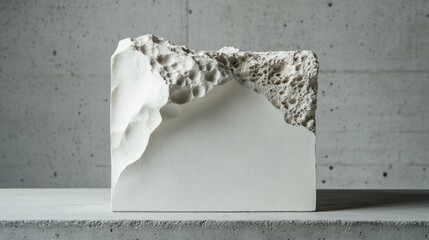 Abstract sculpted block, textured