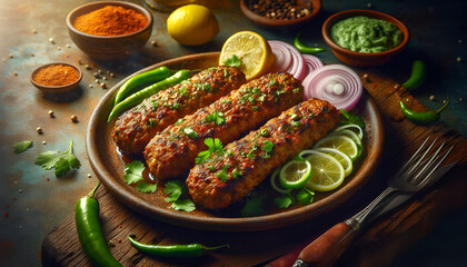 Spicy Seekh Kebabs with Lemon and Onion – Authentic Desi Cuisine