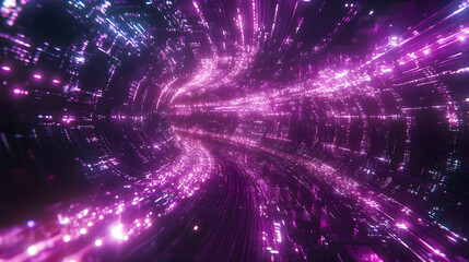 Naklejka premium Abstract Purple Futuristic Glow: A Hypnotic Vortex of Light and Motion in Digital Realm