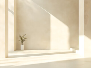 Warm Indoor Light and Shadow with Green Plants