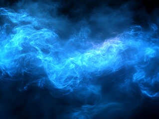 Obraz premium Abstract blue smoke swirls on black background.