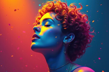 Naklejka premium A dynamic portrayal of a musician in vivid hues