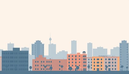 Fototapeta premium Cityscape showcasing various buildings and a television tower