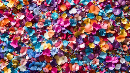 Colourful Confetti Close Up With Lots Of White Space Background