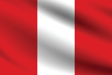 Peru flag official colors and proportion digital vector illustration. Pleated flag.
