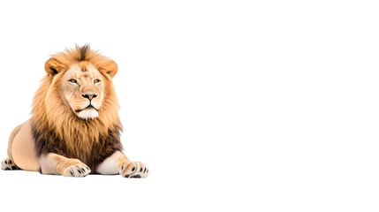 White background with a majestic lion, symbolizing strength and courage.
