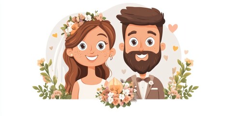 Naklejka premium Wedding couple Banner