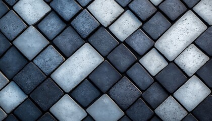 Abstract grey and white paving stones in diagonal pattern.