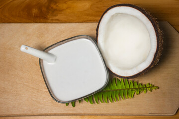 fresh coconut on wooden background