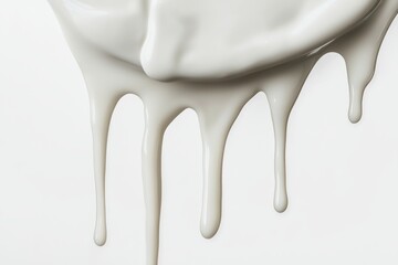 Dripping viscous liquid paint abstract design on white background in studio shot contemporary style